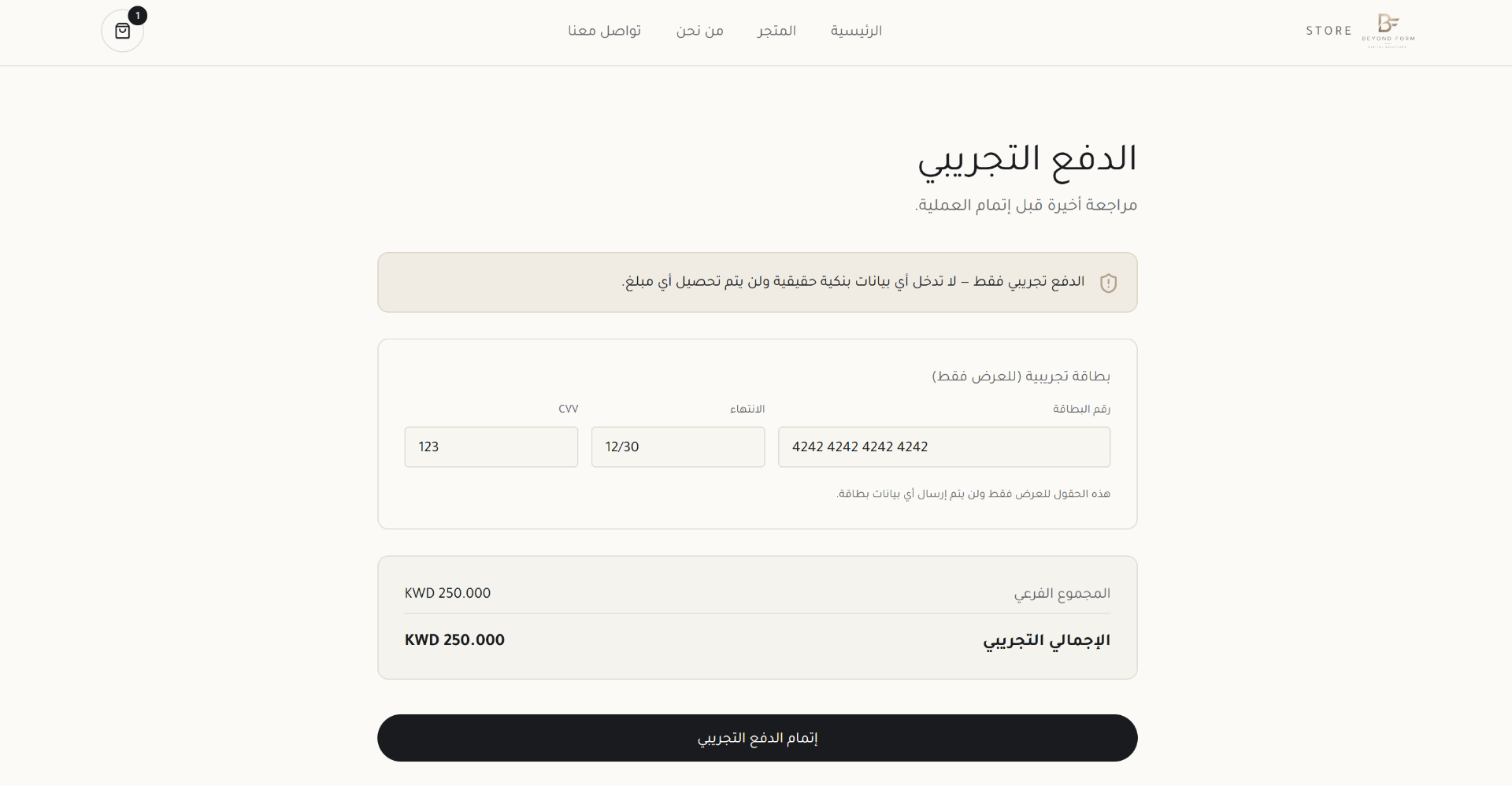 صفحة الدفع